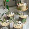 Nuevo Estilo Nacional Chinoiserie Tubo de Bambú Mesa de Postres Adornos de Decoración para Pasteles Cesta de Bambú Vaporera Cabeza de Panda Gomoso Enchufe de Disfraz