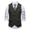 Chaleco de traje para hombre estilo europeo y americano transfronterizo 2026, con un patrón de espiga retro, solapa de muesca y diseño de un solo botón, perfecto para uso casual