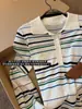 Suéter de Punto a Rayas con Cuello Polo Retro para Mujer 2026 Nuevo Otoño Holgado Casual Versátil Estilo Coreano Estilo Universitario Top
