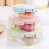 Juego de Lonchera Sellada con Hebilla de Grado Alimenticio, Caja de Plástico Sellada al Vacío para Conservación de Alimentos en Refrigerador, Lonchera para Microondas, Caja Bento