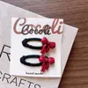 Novo Estilo Coreano Crianças Outono Inicial Angorá Coração de Pêssego Vermelho Presilha para Meninas e Pais, Simples Flor Laço Lateral