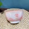 Cuenco de porcelana para el hogar, venta al por mayor, cuenco de arroz de cerámica de 5,2 pulgadas, cuenco con patrón de diamantes, cuenco de porcelana con impresión bajo cubierta, vajilla de moda para microondas