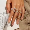 Anillo Abierto de Moda en Stock para Exportación, Anillo de Zirconita Cúbica con Forma de Lágrima Full Diamond Estilo Coreano, Electrochapado de Tres Capas