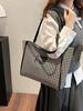Bolsa Tote de Lã Pied-de-Poule Vintage Feminina 2024 Nova Casual Versátil Portátil Grande Capacidade Bolsa de Ombro
