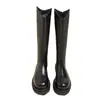 Botas Botas Femininas 2024 Novo Outono e Inverno Solado Grosso Forrado com Lã Meia-Panturrilha Botas Altas Botas de Cavaleiro Botins