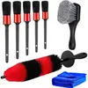 Popular Conjunto Vermelho de 8 Peças de Escova para Limpeza Interna de Pneus de Carro Escova para Furadeira para Limpeza Eficiente no Carro e em Casa