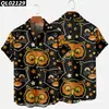 Estación Independiente Transfronteriza Halloween Impresión Digital 3D Manga Corta talla extra para Hombre Holgada Camisa de Fiesta Kuso
