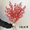 Fruta Roja Fruta de la Fortuna Acebo Flor Artificial Decoración Año Nuevo Flor Falsa Decoración Festival de Primavera Arreglo Floral Mesa de Sala de Estar Decoración con Flores Secas