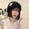Chapéu de Pescador Preto Feminino Ins Chapéu de Balde Tricotado Outono e Inverno Estilo Japonês Versátil Mostrador de Rosto Pequeno Chapéu de Balde que Cobre o Rosto Tendência Feminina