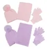 Amazon Temu Transfronterizo Otoño e Invierno Nuevo Traje de Punto Trenzado de Color Sólido Conjunto de Tres Piezas: Gorro, Bufanda y Guantes para Niños