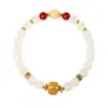 Pulsera de Ágata de Jade Blanco Hetian Zaki Lamu Pulsera de Cuentas de la Fortuna para Mujer, Accesorio de Regalo Estilo Chino para el Año del Caballo