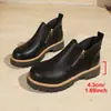Botas Martin Estilo Británico Mujer Otoño Invierno Nuevas Punta Redonda Tacón Grueso Botines Negros Botas Chelsea Venta al por Mayor