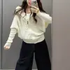 Cárdigan de Punto con Capucha y Mangas Murciélago Estilo Coreano para Mujer Colección Otoño 2026 Diseño de Cremallera Sentido de Diseño Nicho Versátil Sudadera Abrigo