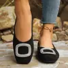 Sapatos Pretos de Salto Alto Bico Fino com Strass, Saltos Finos, Estilo Elegante e Feminino, Estilo Francês, Novos Sapatos de Salto Único Retrô Confortáveis para Mulheres