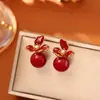 Brincos de Prata 925 com Agulha, Flor com Gotejamento de Óleo e Pérola, Moda de Alto Padrão, Brincos Simples e Elegantes para Outono e Inverno, Joias da Moda Estilo Celebridade da Internet