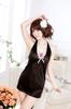 Novedades Sexy Íntimos de Gato Wu Ye, Escote Halter Profundo, Tirantes Ajustados Moldeadores, Pijamas de Mujer, Faldas de Encaje