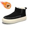 Botas de neve masculinas, sapatos masculinos de inverno, forrados de lã, com tecnologia térmica, calçados de algodão espessos, botas curtas antiderrapantes de sola grossa
