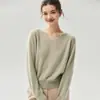 Suéter de Punto Simple con Cuello en V de Cachemira y Seda de Morera para Mujer, Holgado, Estilo Perezoso para el Trabajo, Dobladillo de Canalé, Suave, Pegajoso, Capa Base Superior