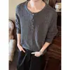 Camisa de Manga Larga con Cuello Henry para Hombre, Estilo Otoño, Sudadera Perezosa y Relajada con una Camiseta Base Debajo