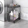 Prateleira de Armazenamento para Banheiro, Organizador Multicamadas para Detergente de Lavanderia para Banheiro, Carrinho de Armazenamento Móvel para Vaso Sanitário e Espaços Pequenos