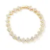 Pulseira Colorida de Pedra Preciosa Flor de Trevo de Quatro Folhas Transfronteiriça Europeia e Americana, Fashionável e Versátil, Luxo Leve com um Toque de Alto Padrão, Pulseira de Cobre Cravejada com Zircônia de Diamante Completo