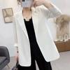 Traje pequeño de gasa para mujer, primavera y verano, blanco, parte superior, drapeado fino, informal, diseño elegante, chaqueta de nicho