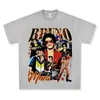 Camiseta Estampada Retro Americana de Bruno Mars Manga Corta Cuello Redondo Sudadera con Capucha Algodón 250g
