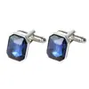 Aliexpress Amazon Transfronterizo Nuevo Rectangular Incrustado de Diamantes Cristal Azul Gemelos para Camisa de Hombre Traje Gemelos