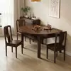 Novo Conjunto de Mesa de Jantar Redonda Extensível e Dobrável em Madeira Maciça Ébano Estilo Chinês, Dupla Utilização para Sala de Jantar em Casa
