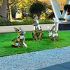 Produção de escultura em aço inoxidável gramado externo parque paisagismo decoração espelho seção geométrica coelho brilhante grandes ornamentos