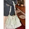Bolsa Nova de Verão com Babados Plissados de Um Ombro Feminina de Grande Capacidade para o Dia a Dia Bolsa Transversal Bolsa Tote Casual de Nicho para o Dia a Dia