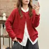 Nuevo cárdigan de punto de algodón para otoño, de un solo botón, corte holgado y ajustado, cuello redondo, estilo fino, chaqueta top para mujer 2025