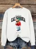 Sudadera con Estampado de Letras Rapper Bear Los Angeles para Mujer, Holgada, Cuello Redondo, Streetwear, Hip-Hop, Sudadera