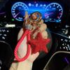 Llavero de estrella de cinco puntas con diamantes completos de barro de cerámica, popular en internet, con cuerda de cuero de diamante, estrellas pequeñas y frescas creativas, colgante de coche exquisito para mujer