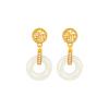 Pendientes de Plata de Ley S925 con Hebilla de Paz y el Carácter '' para Mujer, Nuevo Estilo Chino, Estilo Nacional de Alta Gama, Pendientes de Calcedonia Natural, Venta al por Mayor de Joyería
