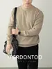 ¡Lana Modal Cálida y Suave! Suéter de Punto Grueso Cálido de Cuello Redondo Otoño e Invierno Camisa Base Casual de Punto para Hombre