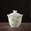 Ning Xuan - Cuenco de porcelana de jade transparente con burbujas, cerámica Dehua, porcelana blanca, tres Cai, con tapa, para té, actividades de regalo, logotipo personalizado