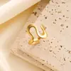 Anel de abertura geométrica à prova d'água em aço titânio, não desbota, best-seller transfronteiriço, anel feminino em aço inoxidável 18k, estilo INS