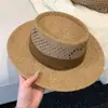 Estilo Old Money Sombrero de Paja Hueco de Copa Plana Estilo Vacaciones de Verano en la Playa Sombrero para el Sol Sombrero Mujeres Retro Francés