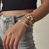 Pulseira Cruzada Europeia e Americana de Joias Étnicas Geométricas com Contas Coração de Pêssego Pulseira Colorida de Contraste com Flores Feitas à Mão e Contas de Arroz para Mulheres