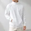 Sudadera de hombre con media cremallera y cuello alto, talla europea 2026, tejido polar 100% poliéster de 220g, sudadera de manga larga raglán de color liso