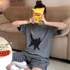 Conjunto de pijama corto de verano para mujer con estampado de dibujos animados 2026, talla grande, lindo conjunto de ropa para estar en casa para usar al aire libre