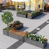 Jardinera de exterior combinada plaza comunitaria banco de asiento de hierro forjado jardinera para flores alberca para árboles acero inoxidable móvil para exterior maceta