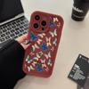 Capa de Celular Retro Maçã 18Promax Azul Borboleta Estampa Completa Silicone Macio Anti-Queda e Resistente à Sujeira Iphone17