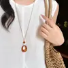 Colar Longo com Pingente Geométrico Irregular Minimalista Estilo Coreano para Mulheres, Corrente de Acessório Ajustável Única e Versátil
