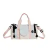 Nova Bolsa de Mão Color Block de Grande Capacidade Feminina Bolsa Cilíndrica Versátil Casual Transversal de Tecido Bolsa Transversal de Viagem com Múltiplos Bolsos
