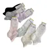 Calcetines finos de seda natural de verano para mujer, calcetines tipo mocasín de color liso blanco con diseño calado estilo japonés, calcetines de algodón transpirables, calcetines cortos de corte bajo y cintura baja