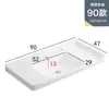 Gabinete de Baño Cerámico de Pared con Cubierta Semi-Empotrada, Lavabo Único Integrado con Placa de Roca para Lavado de Baño y Lavado de Manos