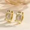 Pendientes de Tortuga con Circonita de Moda Transfronteriza Exquisita Joyería para Mujer Versátil de Moda Pendientes de Chapado en Oro Más Vendidos