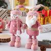 Muñeco de nieve de alce antiguo con patas largas retráctiles de color rosa para Navidad transfronterizas, decoración para ventanas